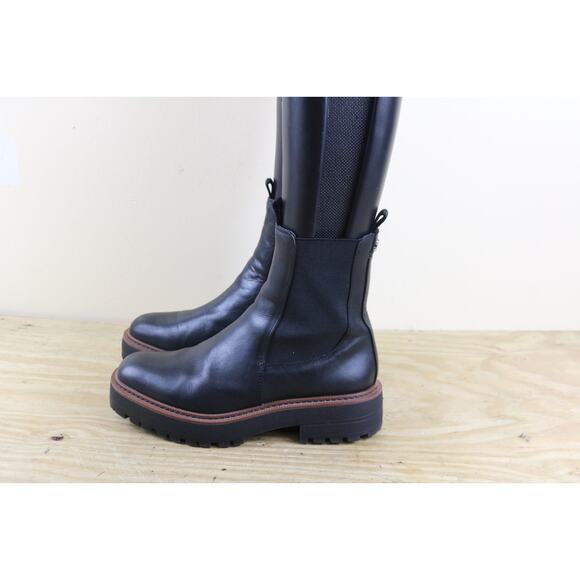 Sam Edelman Boots 8 Black Leather Laguna Chelsea Lug Sole Platform Ankle Shoes - Picture 1 of 8